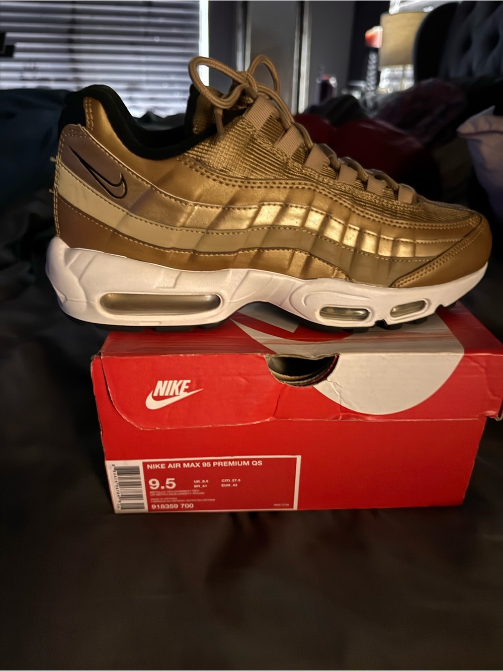 Nike Air Max 95 Premium Metallic Gold Sneakers, gently worn a few times only.
